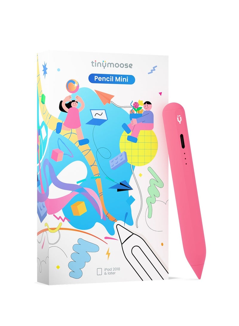 تاينيموس قلم ايباد بنسل ميني ستايلس إلكتروني رقمي نشط ذكي بميزة شحن سريع ورفض راحة اليد لجهاز أبل ايباد 2018 وما بعد وردي - Image 1